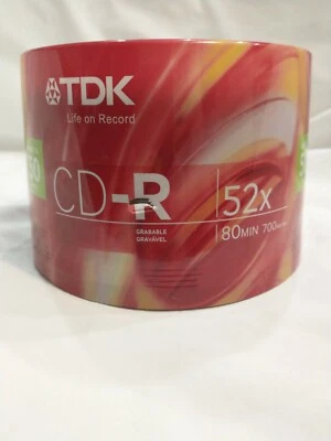 New 50 Pack TDK Blank Data CD-R Computer Burning 48x 700mb 80 Min - Image 1 of 2