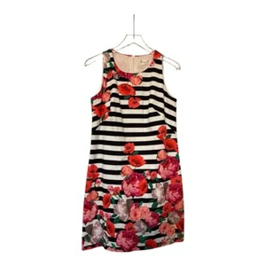 EUC Women's Eliza J Shift Dress Size 8 Black White Floral - Picture 1 of 12