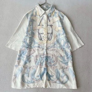 HERMES short-sleeved shirt, scarf pattern, silk, XL - Picture 1 of 10