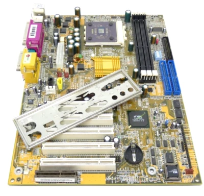 DFI AK75 Socket 462 Motherboard with AMD Duron750MHz D750AUT1B CPU w/ IO Shield - Image 1 of 4