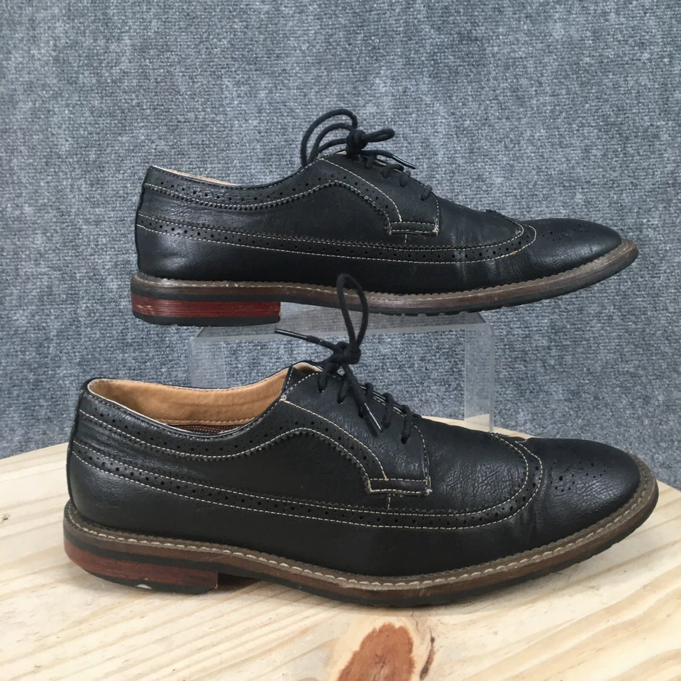 Ferro Aldo Shoes Mens 11 Classic Wingtip Brogue Derby Oxford Black Leather - Image 1 of 4