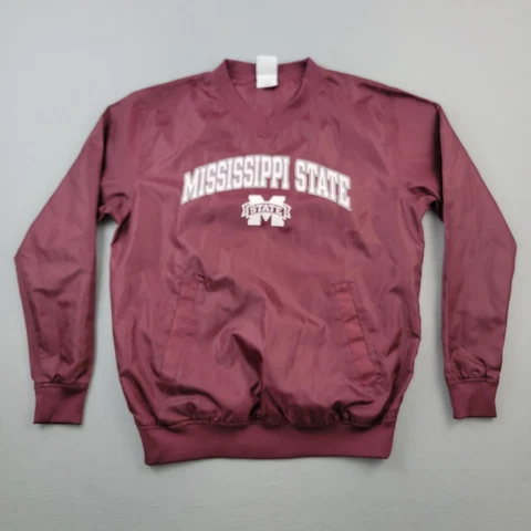 Mississippi State Bulldogs Windbreaker Mens Small S Maroon NCAA Pockets Red Oak Cover