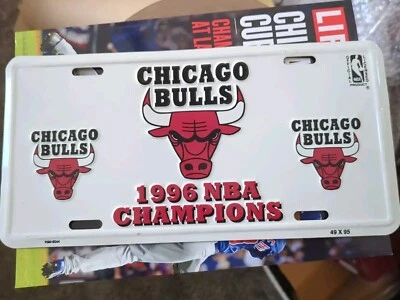 Placa de licencia decorativa 12x6 pulgadas de colección Chicago Bulls 1996 campeones de la NBA  Foto 1 de 4
