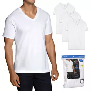 Fruit of The Loom Men's 3 Pack Casual Wear Dual Defense Tag-Free V Neck T Shirts - Picture 1 of 19