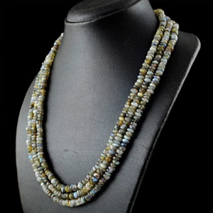 465.00 Cts Natural 3 Strand Blue Flash Labradorite Round Beads Necklace (DG) - Picture 1 of 3