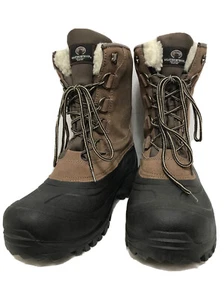 Men's Weatherproof Snow Boot Size 12M Two Tone Taupe/Black Faux Fur Waterproof - Picture 1 of 12