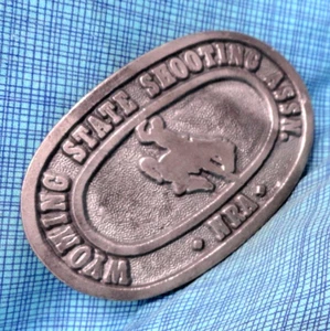 Wyoming State Shooting Association Belt Buckle NRA Cowboy Vtg 70s WSAW .GMP015 - Picture 1 of 9