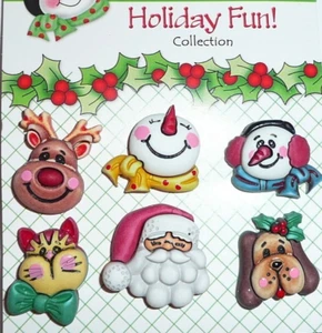 Santa & Friends Plastic Shank Buttons - Renos, perros, gatos, muñecos de nieve Navidad - Imagen 1 de 4