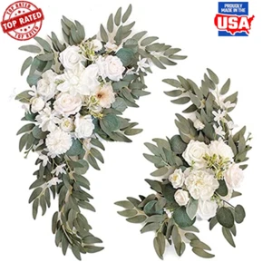 Artificial Wedding Arch Flowers Set of 2 Greenery Garland Ceremony Decor New - Picture 1 of 6