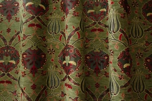 Green Floral Chenille Upholstery Fabric by the Yard ⎮ Home Decor Pillow Chair - Picture 1 of 5