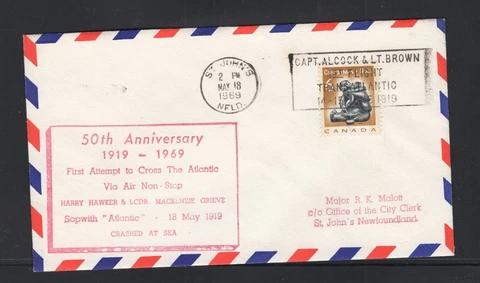 Canada 1969 50th anniversary flight cover #A-6914 St. John's Cover