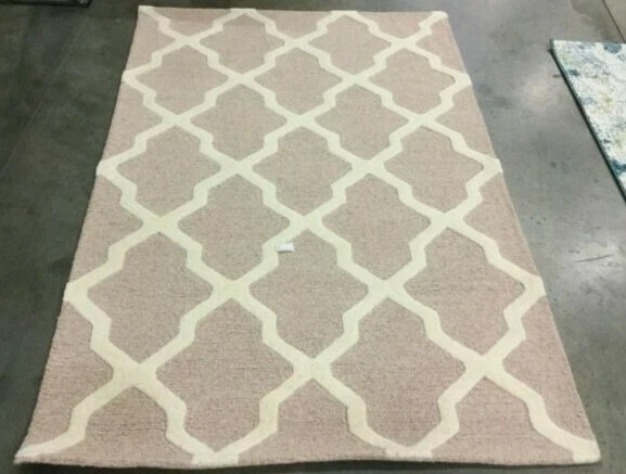 PINK / IVORY 4' X 6' Pulled Threads Rug, Reduced Price 1172648007 CAM121M-4 - Image 1 of 4