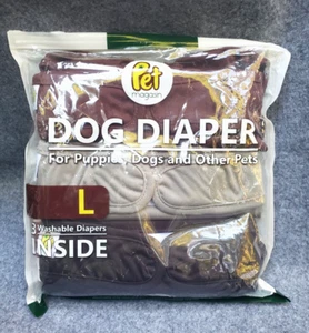 (3 Pack) Washable Reusable Wrap Dog Diapers Pet Magasin ~ LARGE Waist 17-26" NEW - Picture 1 of 3