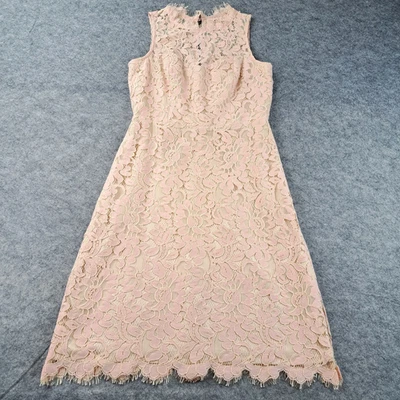 Vestido Eliza J Para Mujer 4 Rosa Encaje Sin Mangas Vaina Ribete Vieira Cóctel Fiesta Foto 1 de 4