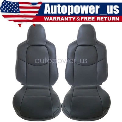 For 2009 to 2014 Mazda MX-5 Miata Front Driver & Passenger Leather Cover Black - Image 1 of 4