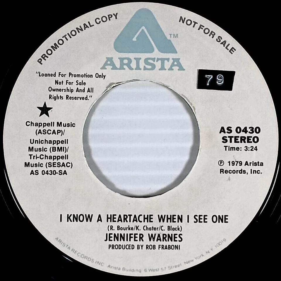 Jennifer Warnes - I Know A Heartache When I See One [7" 45 rpm Promo] - Image 1 of 1