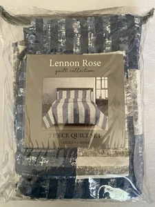Twin XL Size Blue/White Quilt Set. Quilt (66” x96") and Pillow Sham (20”x 26”) - Picture 1 of 8