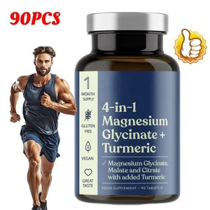 Magnesium Glycinate + Turmeric 4in1 Complex Tablets | Triple-Strength Magnesiu m - Picture 1 of 12