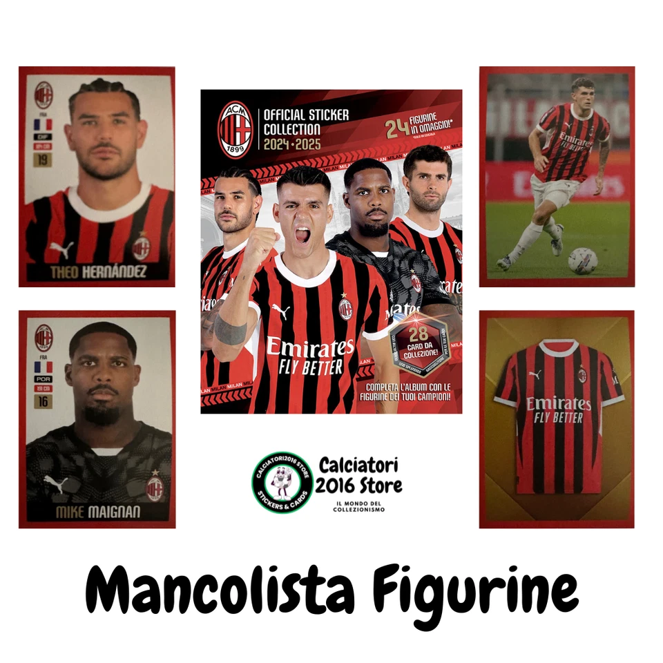 Milan Euro Publishing 2024/25 mancolista - Scegli figurina da 201 a 216