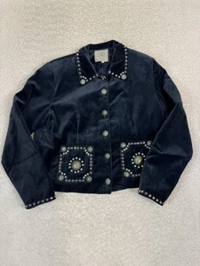 Double D Ranch Jacket XS Blue Velvet Jacket Studded Western Boho Southwestern - Picture 1 of 9