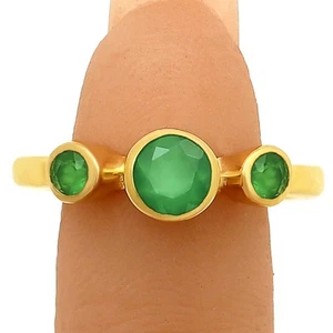18K Gold Over Brass Natural Gemstones Round Shape Ring s.5-8 TGR1033 RM-1764 - Picture 1 of 27