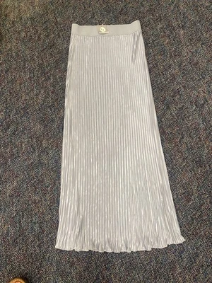 NWT UMGEE USA Silver Celtic Formal Ladies Pleated Maxi Skirt, L Foto 1 de 4