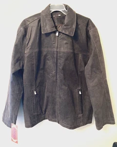NEU Lederjacke Herren XL Braun Distressed Vintage Leder Marke Full Zip - Bild 1 von 10