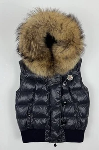 Moncler Tarn Fur Down Gilet Jacket Coat 1 S 18.5”ptp RRP£995 Blue Bady - Picture 1 of 12