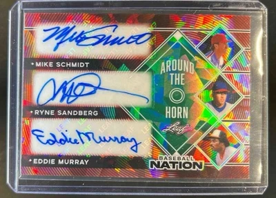 2025 Leaf Baseball Nation Mike Schmidt Sandberg Murray Around The Horn Auto #1/1 - Image 1 of 2