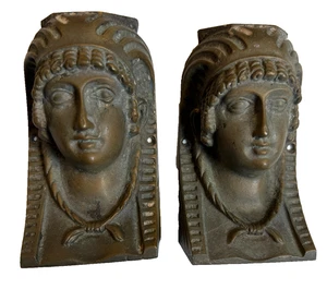 2: Antique Cast Brass Egyptian Revival Furniture Mounts Architectural Appliques - Picture 1 of 22