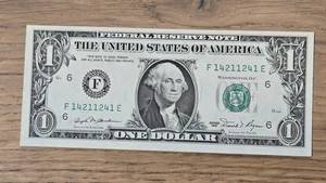 1981 $1 Radar Note F14211241E UNC Crisp — Reads Same Forward & Backward - Picture 1 of 4