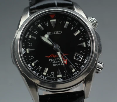 [Exc+5] SEIKO Alpinist 8F56-00D0 SBCJ019 Perpetual calendar Titanium Men's Watch - Image 1 of 4