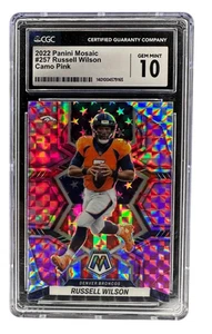 2022 Panini Mosaic Russell Wilson Camo Pink National Pride #257 Broncos CGC 10 - Picture 1 of 2