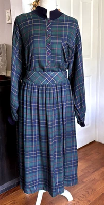 Traje Falda De Colección Tartán Cuadros 2 Piezas Talla 16 Verde Azul Rojo Marc Anthony Bolsillos Foto 1 de 4