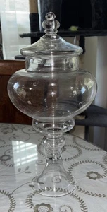 LARGE 16" HAND BLOWN PHARMACY APOTHECARY / CANDY JAR w/ KNOB LID - Picture 1 of 4