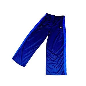 Rare Puma Fleece Shiny Track Pants Blue Nylon Youth XL (Mens Small-Medium) - Picture 1 of 8