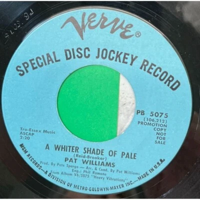 Pat Williams A Whiter Shade of Pale / Don't Leave Me 45 Jazz Promo Verve 5075 - Изображение 1 из 4