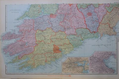 1895 MAP IRELAND SOUTH WEST ~ CORK DUBLIN KILKENNY CHARLEVILLE ENNIS KILLARNEY - Image 1 of 4