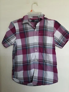 Gap Kids Plaid Button Up Shirt Short Sleeve Boys Size M 8 - Picture 1 of 3