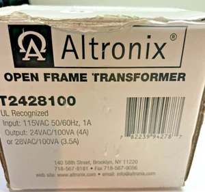 Altronix T2428100 Open Frame Transformer Input 115VAC 1A, Output 24VAC/100VA 4A - Picture 1 of 3