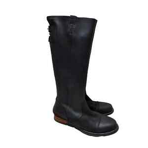 Sorel Riding Boots Leather Tall Womens 10.5 Black LL2510-010 Buckle Sherpa Shoes