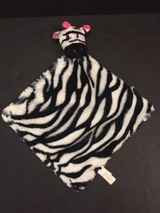 Bestever Best Ever Zebra Lovey Security Blanket Pink Black White Plush - Picture 1 of 10