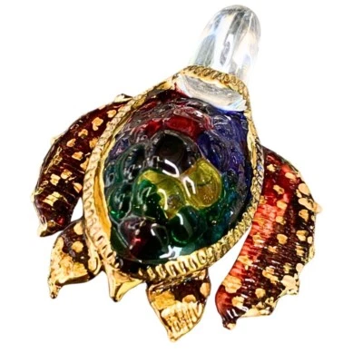 Hand Blown Art Glass Sea Turtle Murano Miniature Fancy Animal Figurine Handmade - Image 1 of 4