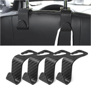 Hanemia Car Back Seat Headrest Hooks, 4 Pack Carbon Fiber Stylish Back Seat Hang - Picture 1 of 12