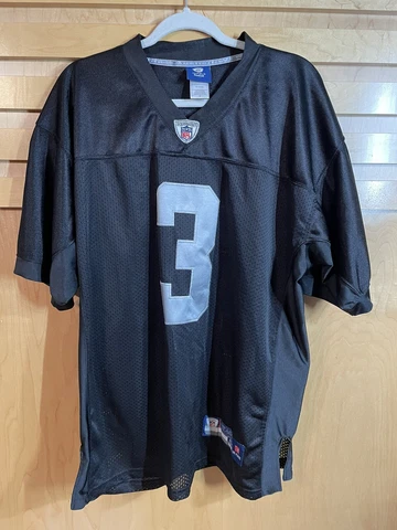 REEBOK NFL ON FIELD Jersey #3 Carson Palmer Oakland Raiders Silver/Black Size 50 Cover