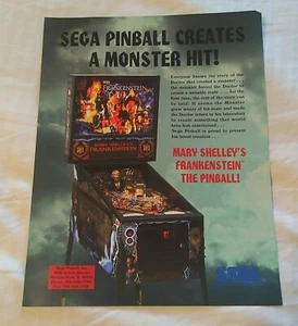 Frankenstein Pinball FLYER 1995 Sega Halloween Nuevo de Lote Antiguo ¡Bonito! - Imagen 1 de 2