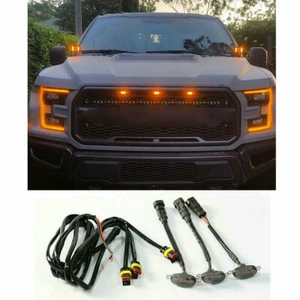 3pcs For Ford Raptor 2010-2018 LED Amber Light Front Grille DRL Running Lamps - Picture 1 of 10