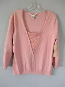 Studio JPR Pullover Pulli Damen L 3/4 Arm rosa mit Perlenverzierung - Bild 1 von 12