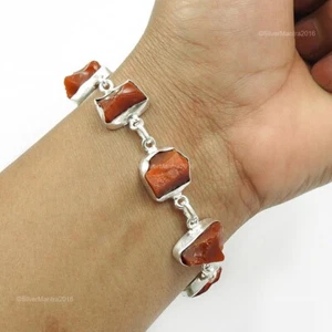 Cabochon Carnelian Stone 925 Silver Wedding Mother Bezel Chain Bracelet Jewelry - Bild 1 von 6