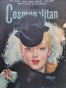1951 Cosmopolitan Magazine front cover ONLY Bradshaw Crandell art Feather hat - Picture 1 of 1